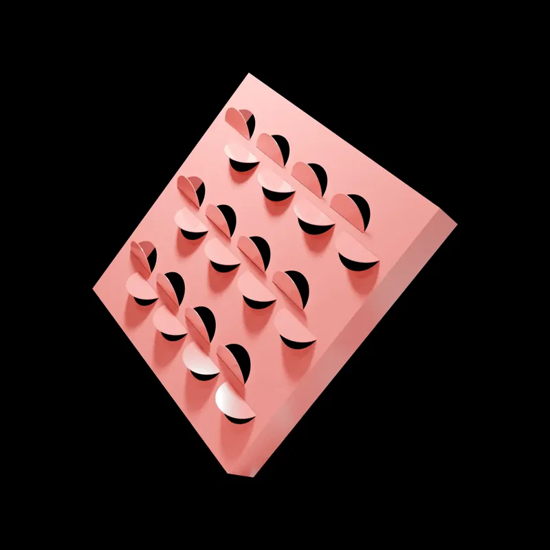 Perforated ACM panel in pink, on a black background