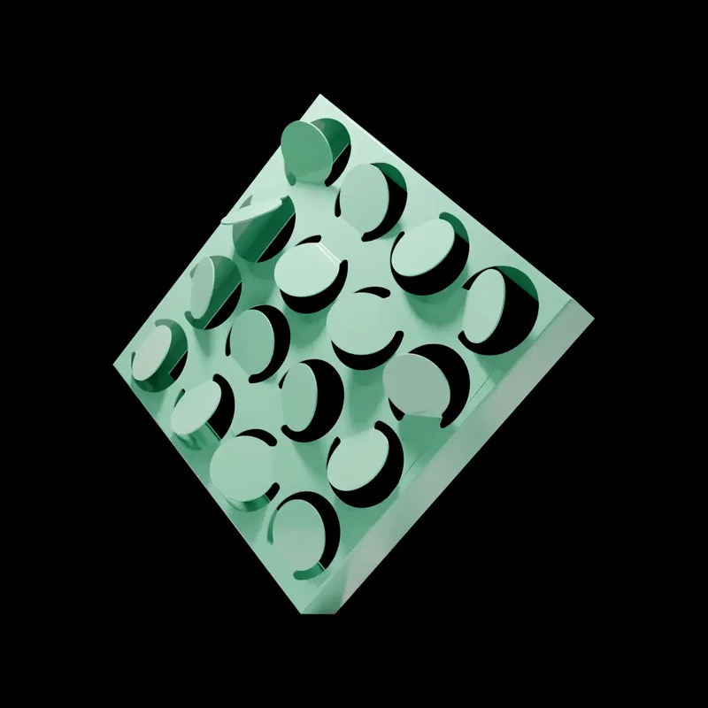 Perforated ACM panel in green, on a black background