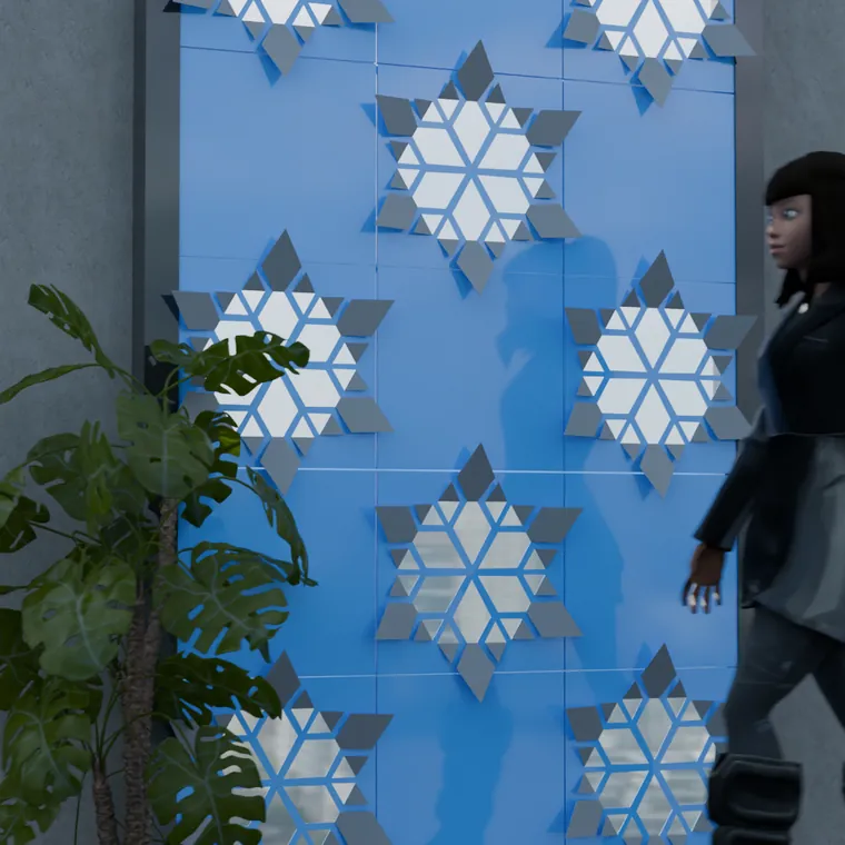 Pattern 11 from the perforated ACM pack, applied to a wall panel