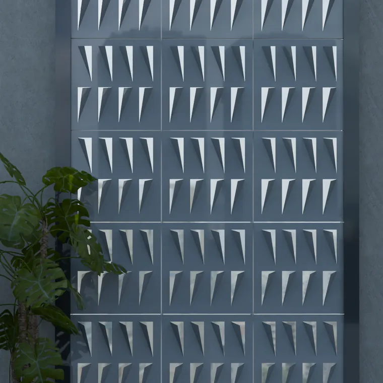 Pattern 25 from the perforated ACM pack, applied to a wall panel